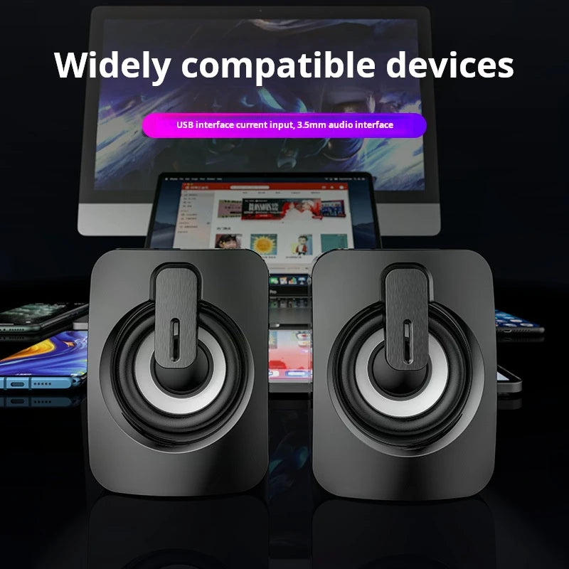 XIAOMI Portable Home Speaker USB 3.5mm Audio Interface Wired Mini Subwoofer Speaker LED Light Loud Box Computer slab Cell phone