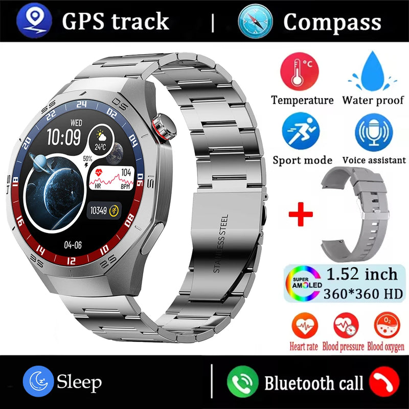 2025New For Android and ios Smart Watch Men AMOLED Screen GPS Motion trajectory Heart Rate Bluetooth Calls SmartWatch Waterproof