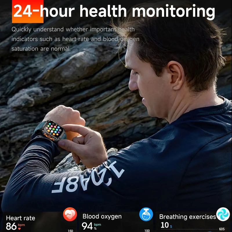 2025 NEW Military GPS Smartwatch BT Call Flashlight Wrist Watches 3ATM Waterproof Sports Smart Watch For Xiaomi Men IOS Android