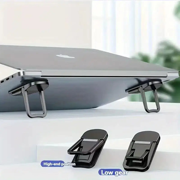 2pcs/Set Mini Portable Zinc Alloy Laptop Stand Adjustable Angles Foldable Invisible Laptop Cooling Riser for Macbook Notebook