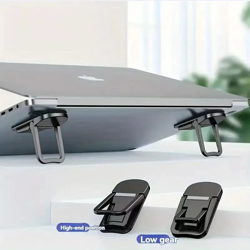 2pcs/Set Mini Portable Zinc Alloy Laptop Stand Adjustable Angles Foldable Invisible Laptop Cooling Riser for Macbook Notebook