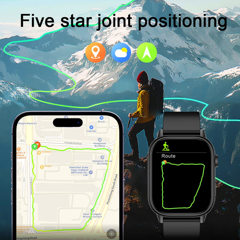 New Sports GPS tracker AMOLED Smartwatch Men Compass Military Outdoor Sports Bluetooth Call Watch 2.01 inch HD screen for Huawei
