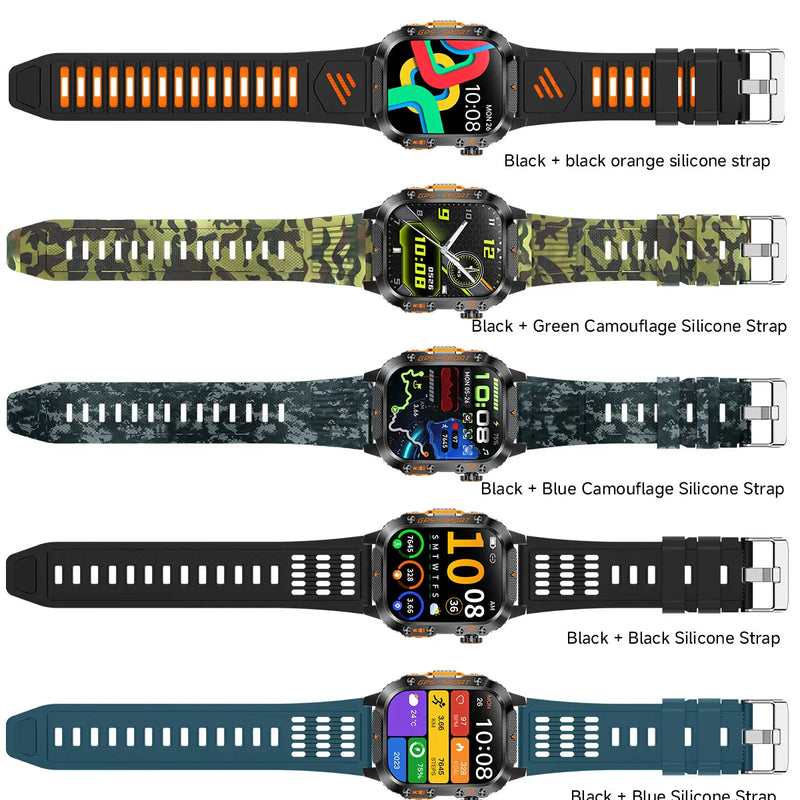 2025 NEW Military GPS Smartwatch BT Call Flashlight Wrist Watches 3ATM Waterproof Sports Smart Watch For Xiaomi Men IOS Android