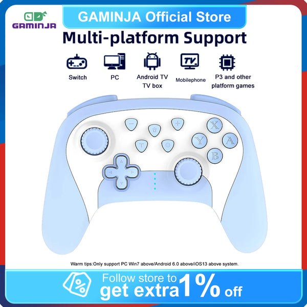 GAMINJA Bluetooth Wireless Controller For Nintendo Switch Pro Switch Lite/PC/Mobile Wireless Gamepad Multi-function Joystick