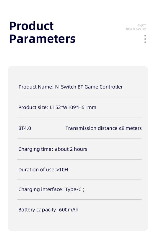 GAMINJA Bluetooth Wireless Controller For Nintendo Switch Pro Switch Lite/PC/Mobile Wireless Gamepad Multi-function Joystick