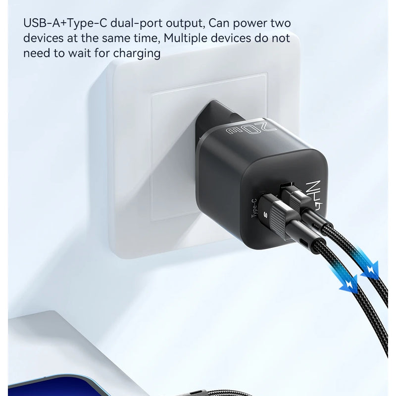 Essager 20W GaN USB Type C Charger PD Fast Charge Phone QC 3.0 Quick Chargers For iPhone 14 13 12 11 Pro Max Mini iPad Charging