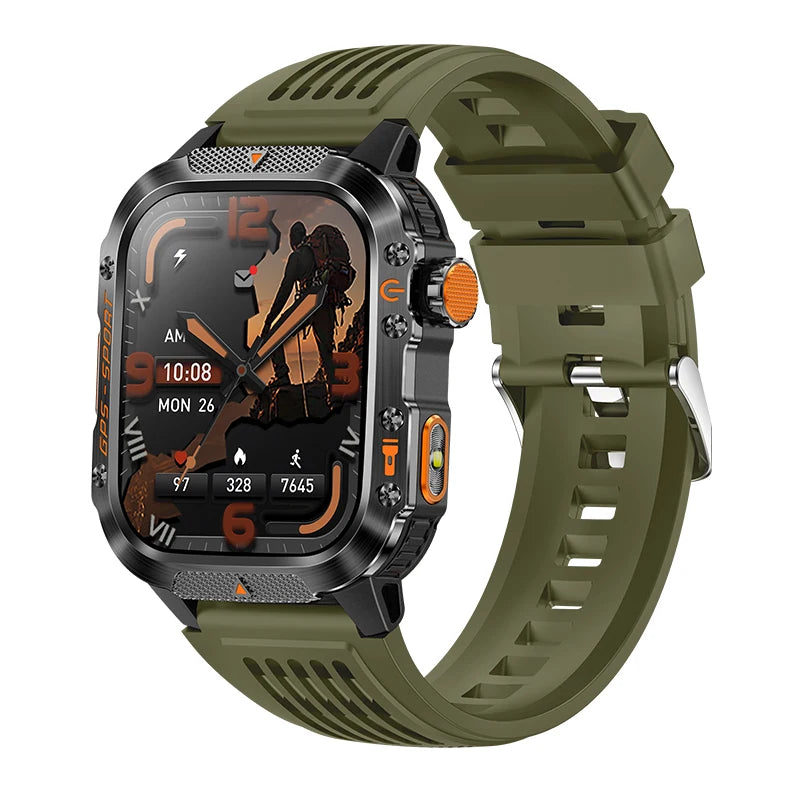 2025 NEW Military GPS Smartwatch BT Call Flashlight Wrist Watches 3ATM Waterproof Sports Smart Watch For Xiaomi Men IOS Android
