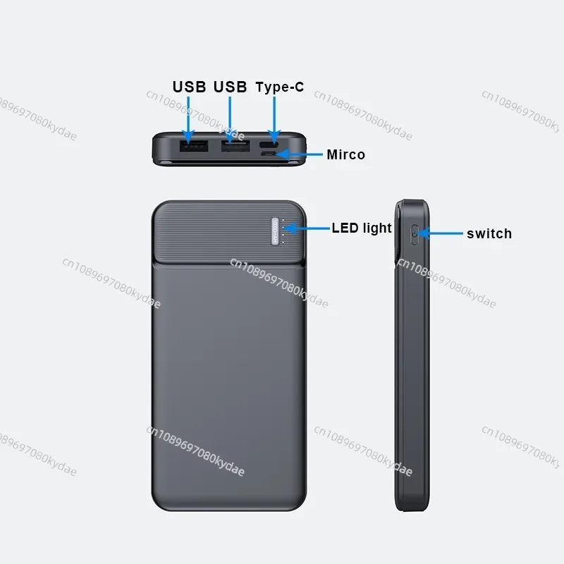 20000mah Power Bank Ultra Slim Fast Charging External Battery Pack with Dual USB Outputs for iPhone 14 13 12 Pro11 XR X 7 6