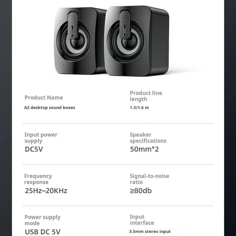 XIAOMI Portable Home Speaker USB 3.5mm Audio Interface Wired Mini Subwoofer Speaker LED Light Loud Box Computer slab Cell phone